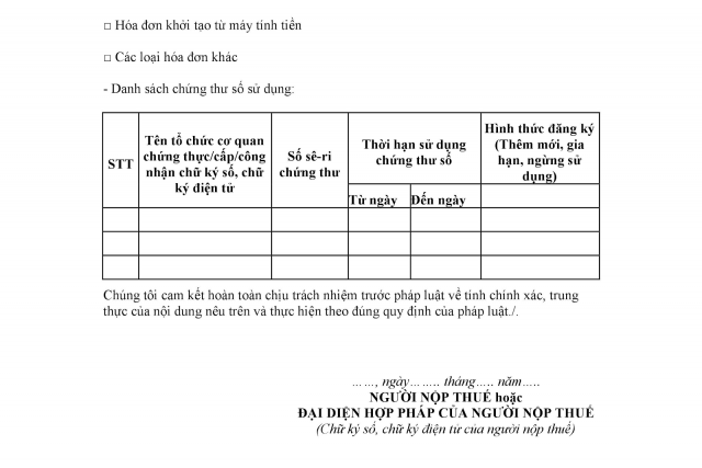 Mấu số 01: Tờ khai đăng ký sử dụng hóa đơn điện tử 2