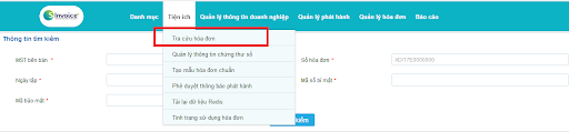 Chọn chức năng “Tra cứu hóa đơn” để thực hiện tra cứu hóa đơn điện tử