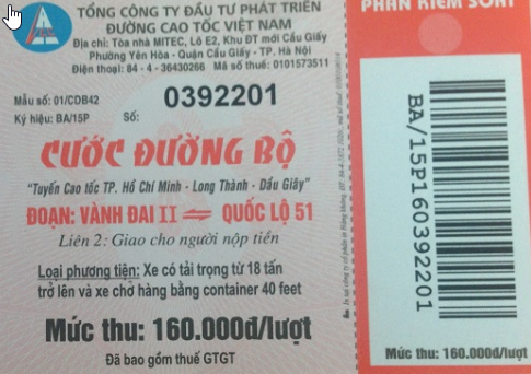 Vé tàu cao tốc TP. HCM - Long Thành - Dầu Giây chính là ví dụ cho mẫu hóa đơn khác