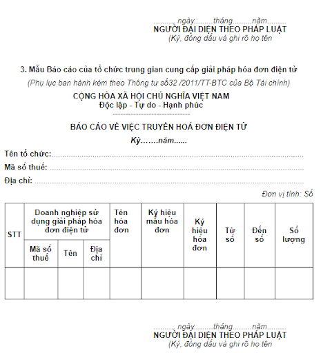 Mẫu số 03 Phụ lục kèm theo Thông tư 32/2011/TT-BTC